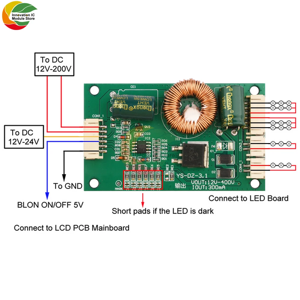 Panel sterowników LCD uniwersalny 10-65 calowy podświetlenie LCD LED TV sterownik prądu stałego płytka przyłączeniowa Boost Board dla telewizor LED