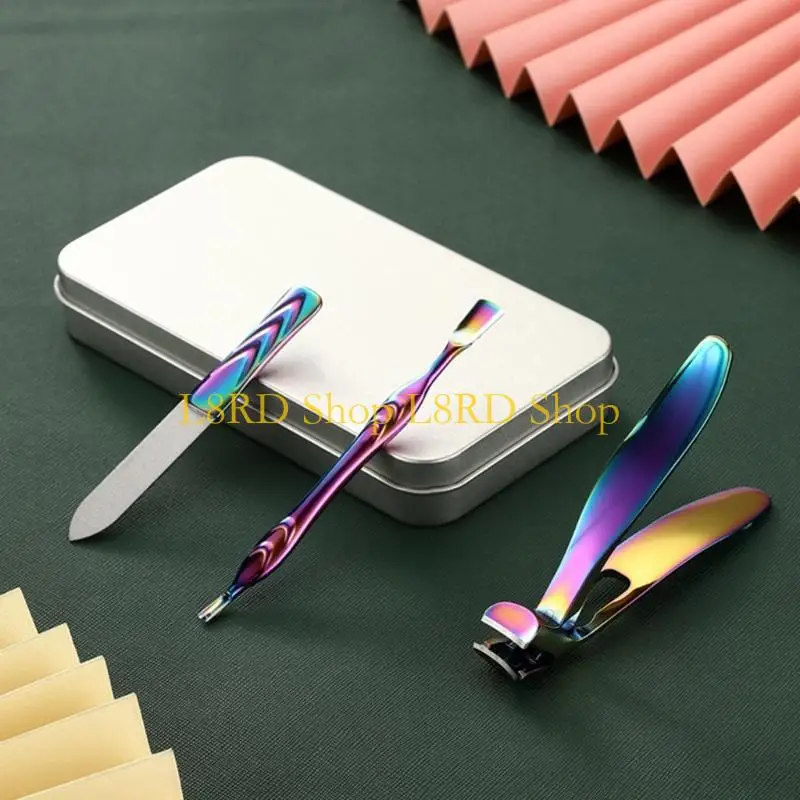 

L8RD 3 шт. набор кусачек для ногтей с большим отверстием, резак для ногтей из нержавеющей стали с пилочкой для ногтей, толкатели