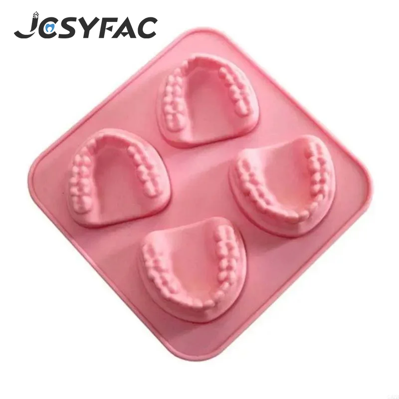 

1PCS 4 Hole Denture Teeth Shape Mold Silicone Ice Tray DIY Ice Cream Mould Funny Gag Gift For Dentist Seniors
