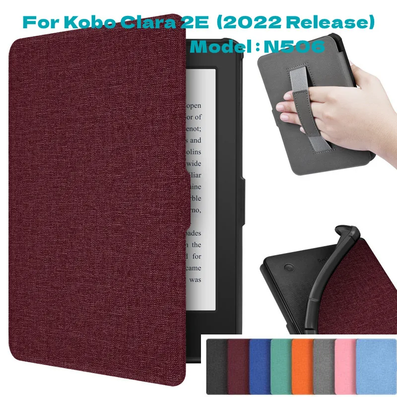 Sleep Cover for Kobo Clara 2E 2022 Cover Soft TPU Case for Kobo Clara2e N506 Fundas with Auto Sleep/Wake Hand Strap Smart Case