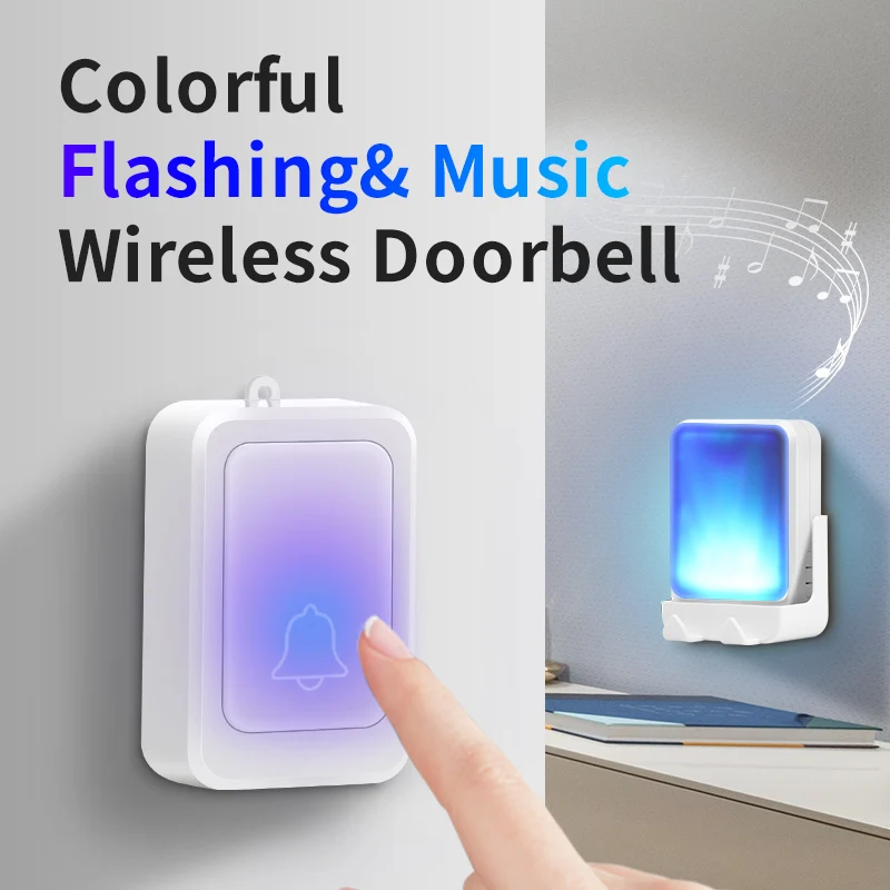 

C5 Wireless Remote Doorbell with Flashing Light and Music for Deaf Individuals and Safety-minded People Sound And Light Doorbell