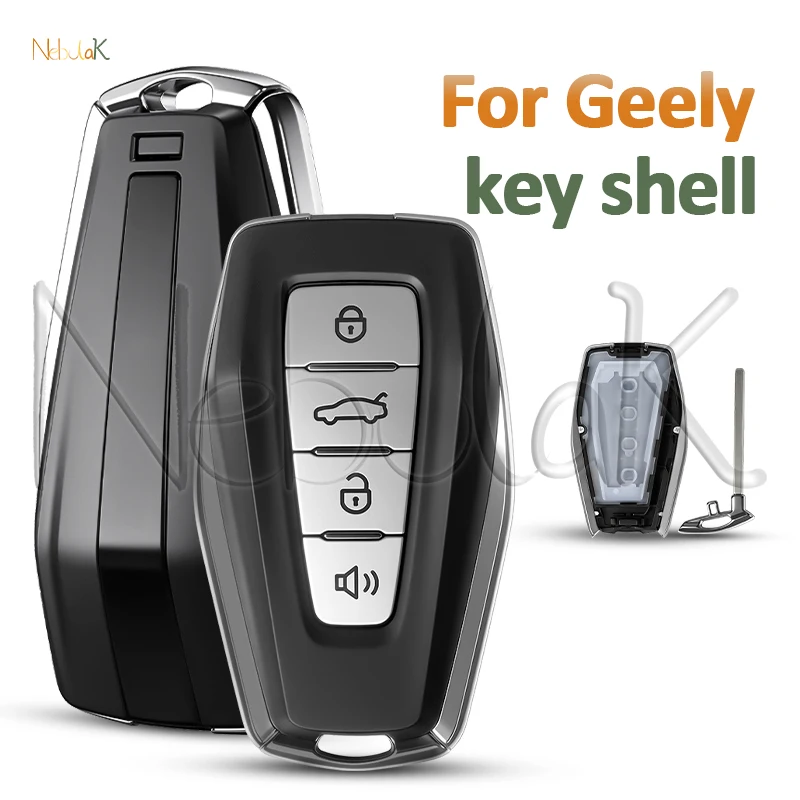 

﻿ Reomte Auto Key Shell Cover For Geely Okavango Azkarra Atlas Coolray Monjaro KX11 Emgrand X7 X3 S1 Smart Car Key Case Housing