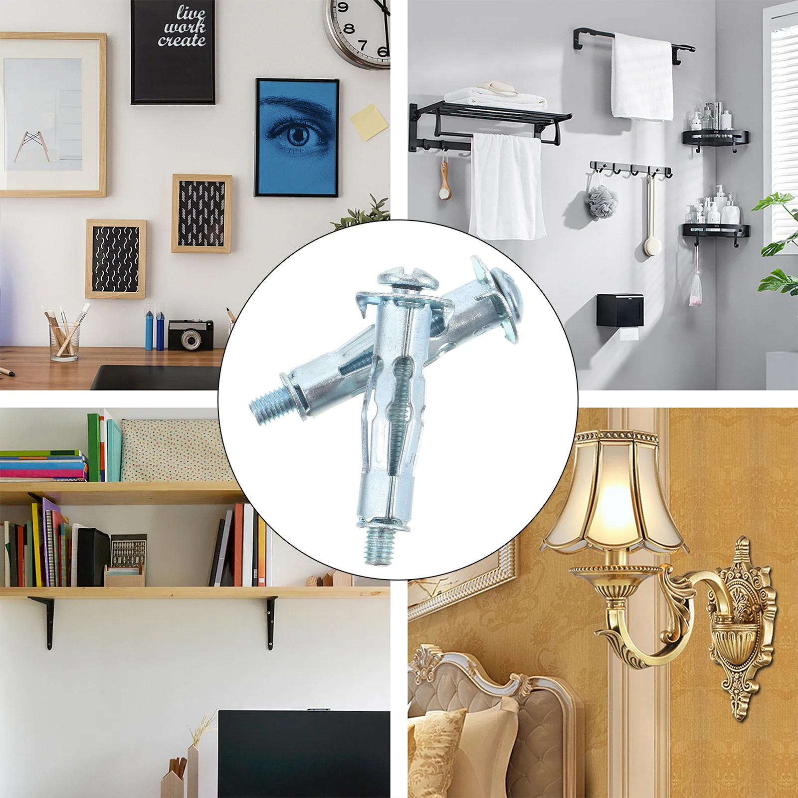 20 pcs Heavy Duty Hollow Wall Anchors 65Mm Steel Cavity Fixer For Plasterboard With Anti-Rotation Barbs Tool Parts Fasteners