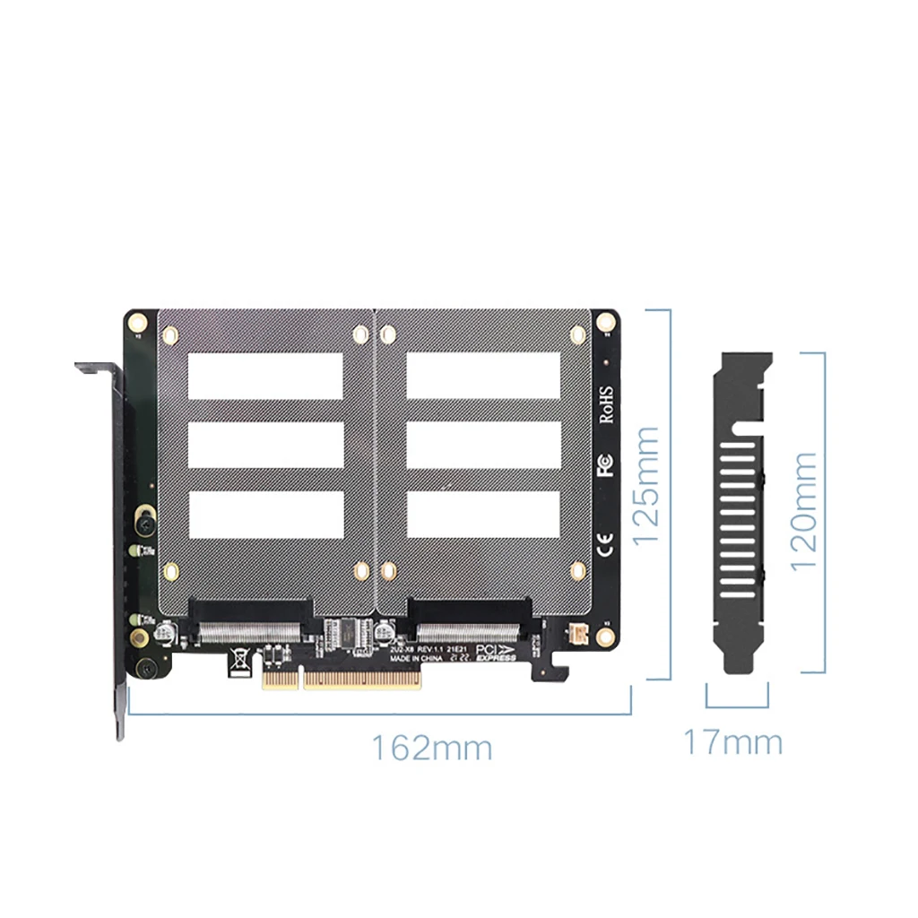 Imagem -02 - Pci-e x8 X16 Disco Duplo U.2 Riser Cartão 2-u2x8 Ssd Pcie 4.0 x8 X16 Adaptador Cartão Taxa 14000 mb s para Windows 10 Linux