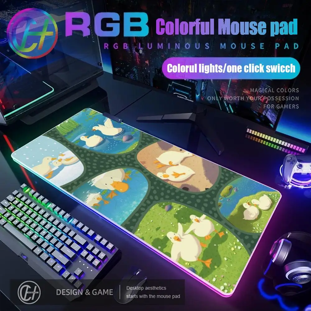 

HYBXAXC Duck Cute Mouse Pad RGB Gaming Mouse Pad Desk Mat HD Gamer Large LED Light XXL 900x400x3mm 80x40cm Mouse Pad