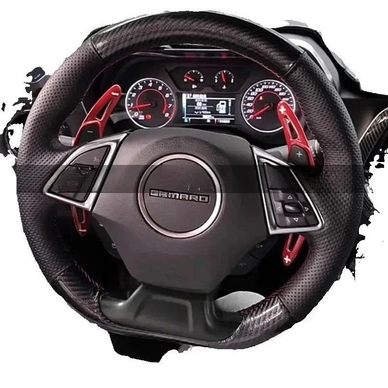 

For Chevrolet camaro 2016-2018 Hand Stitched non-slip black Genuine Leather carbon fibre Car Steering Wheel Cover