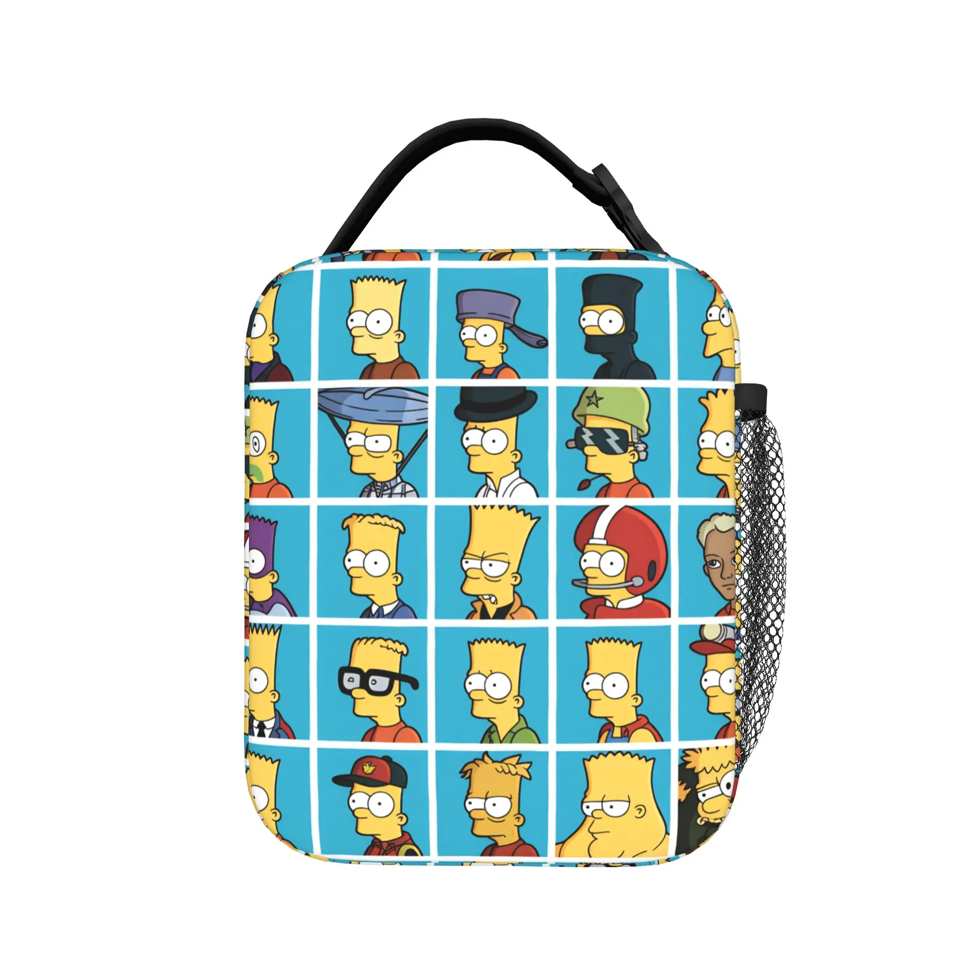 S-Simpsons Bart Cartoon Lunch Bag  Funny Lunch Box Picnic Portable Zipper Thermal Lunch Bags For Child Oxford Graphic Cooler Bag