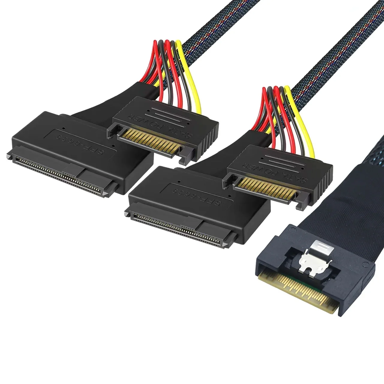 PCI-E Slimline SAS All inclusive scoop-proof SFF-8654 8i to 2X SFF-8639 U.2 U2 with 15P SATA power NVME SSD Cable