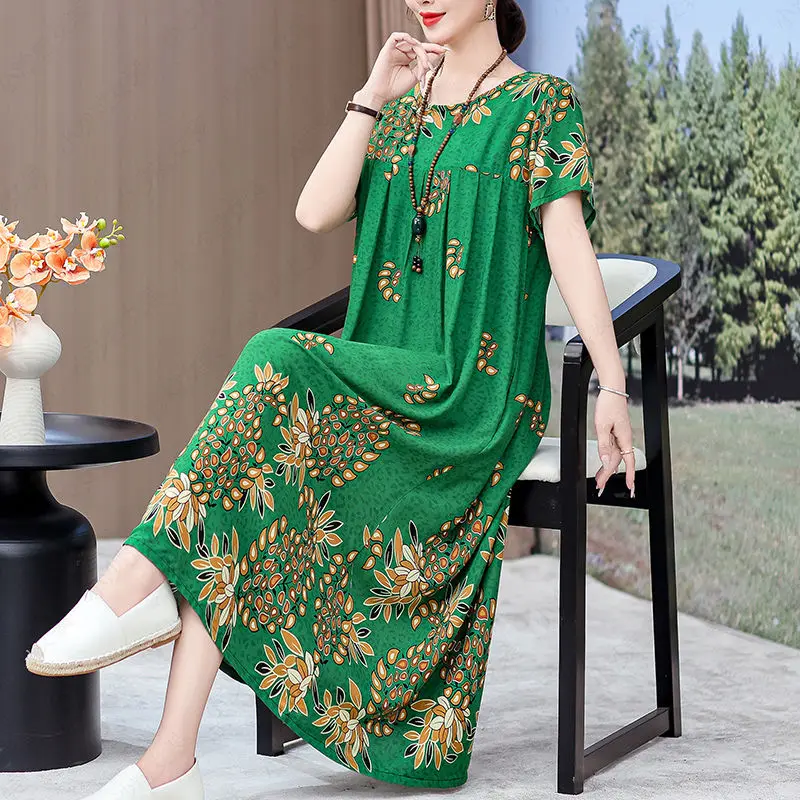 

Новое летнее женское платье большого размера с круглым вырезом и принтом в этническом стиле