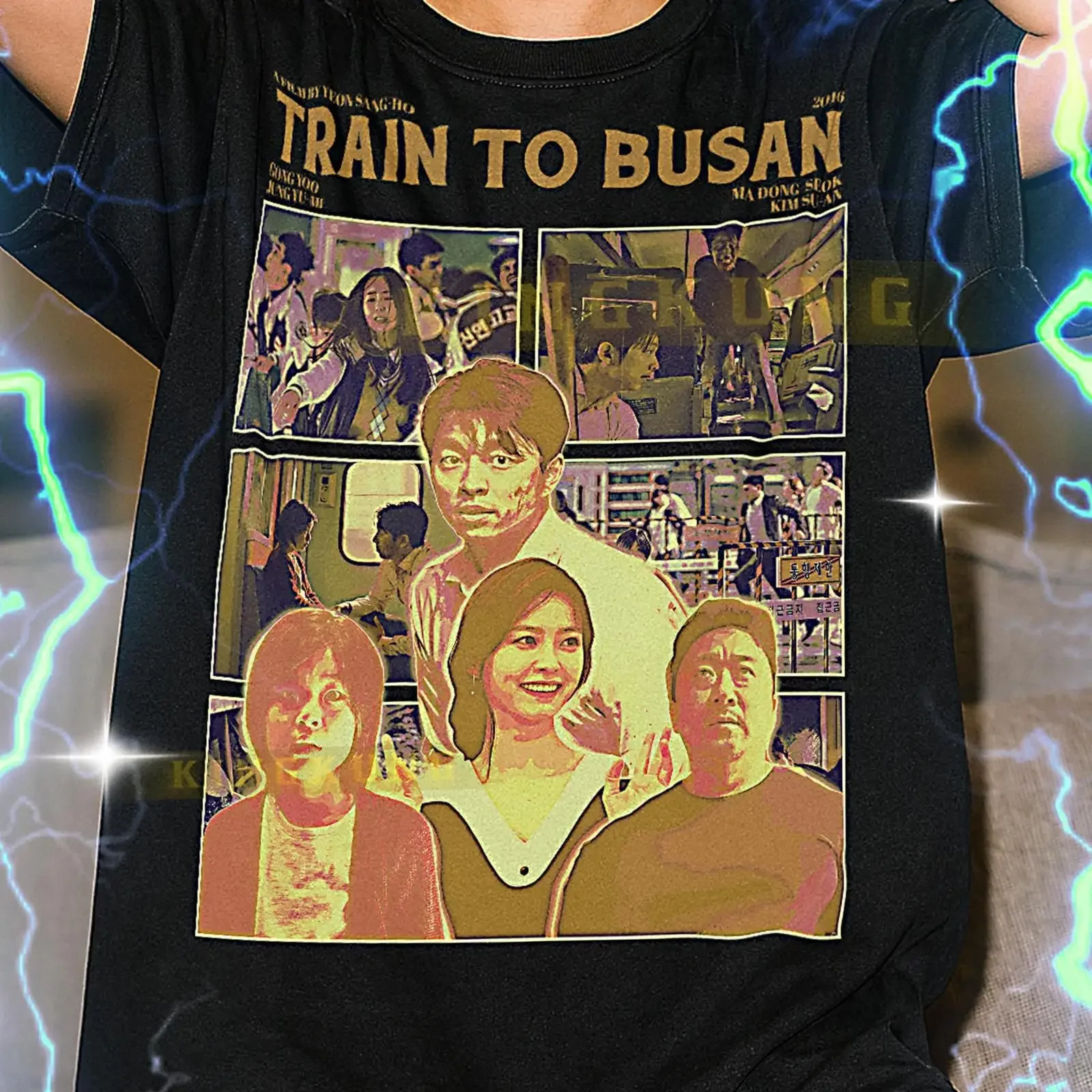 Train To Busan Bootleg T Shirt Retro Zombie Horror Vintage Oversized vintage Washed Breathable Unisex Soft homme streetwear