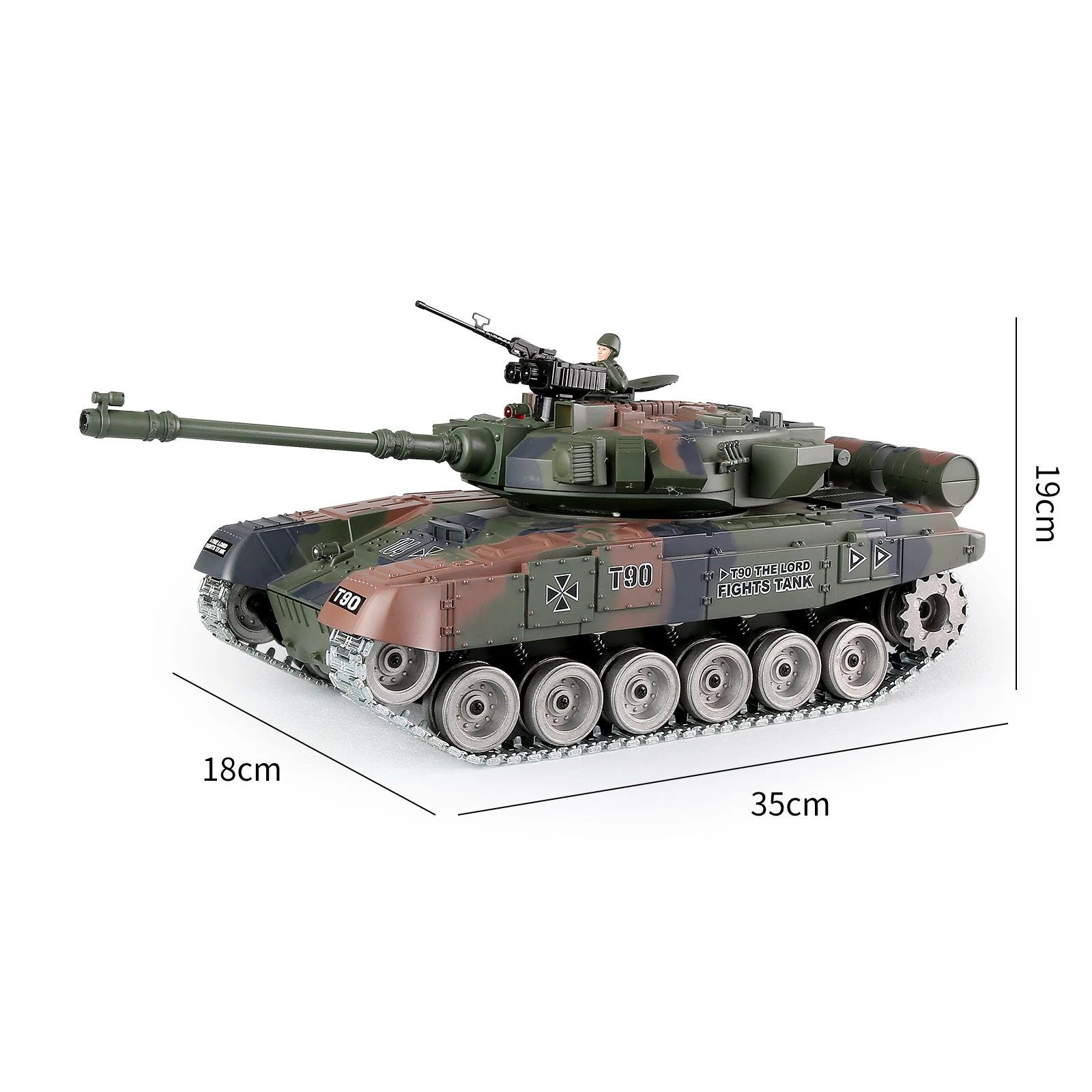 Coolbankリモコンモデルタンクおもちゃ、rcタンク1:18金属トラック、2.4ghz rus T-90軍隊、光と音の軍用車両