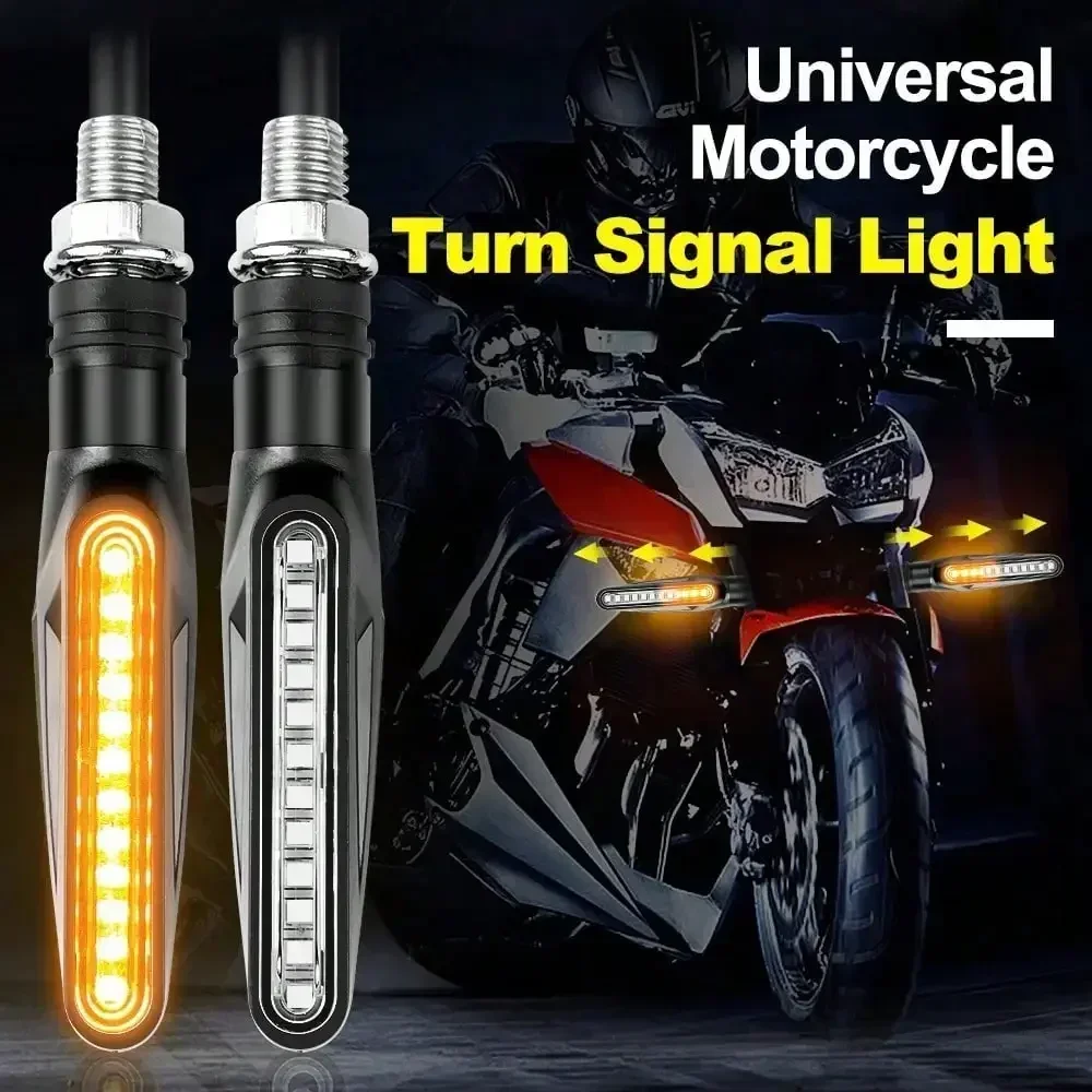 2PCS Universal LED Motorcycle Turn Signal Light 12v IP68 Waterproof Amber Flasher Indicator Blinker Rear Lights Lamp Accessories