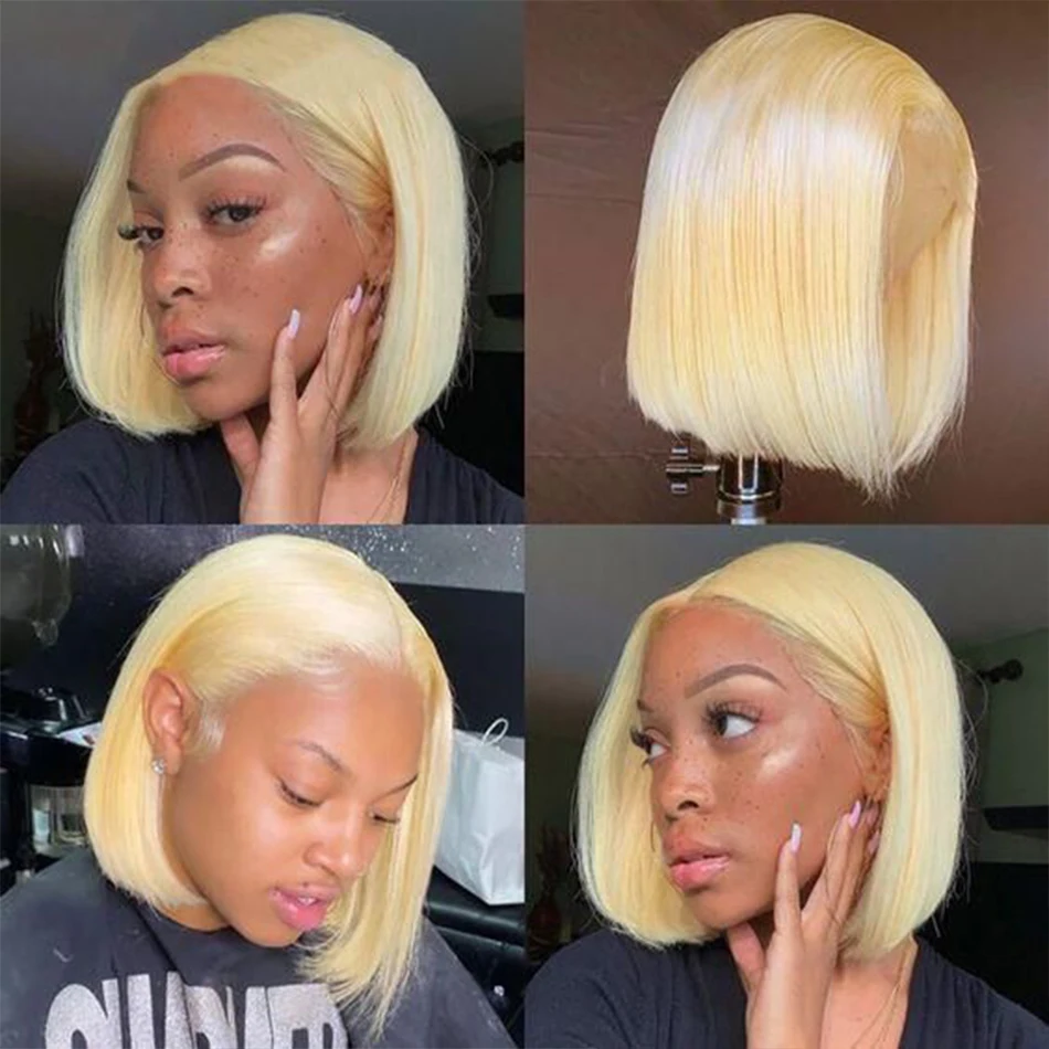 613 Blonde Lace Front Wig Short Bob Human Hair Wigs Straight Bob Wig Lace Front Human Hair Wigs PrePlucked 13x4 Bob Wig