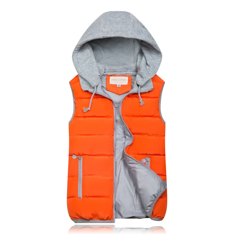 Cotton Vest for Women Autumn and Winter Korean Style Plus-size Vest Removable Hat Short Warm Cotton Vest with Shoulder Strap