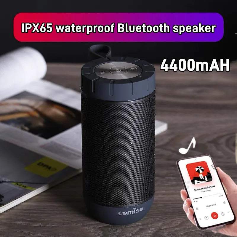 4400 MAH Battery Bluetooth Speaker Outdoor IPX65 Waterproof Sound Column Outdoor Portable Camping Bluetooth Subwoofer Metal Mesh