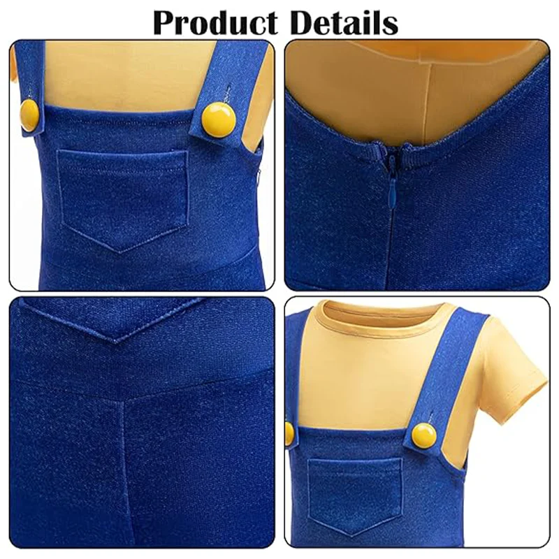 مجموعات رسوم كرتونية تنكرية لطيفة للأطفال ، تي شيرت ، وزرة عمل ، نظارات ، قبعة صفراء ، قفازات ، عيد ميلاد ، عيد الهالوين ، بنات ، أولاد ، من سنة إلى 6 سنوات ، 5 سنوات