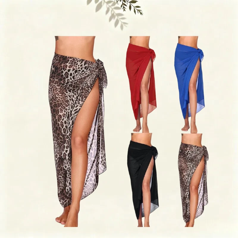 Vestido de baño envolvente de playa informal a la moda con cubierta larga de Saron, bufanda de una pieza, albornoz para mujer