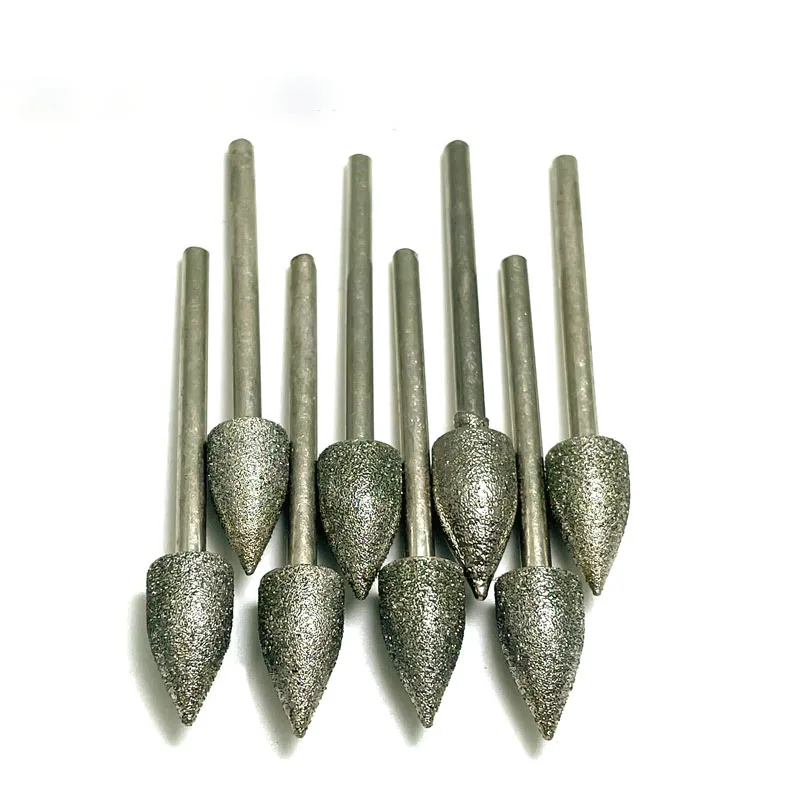 1.5mm-8mm Torch Cylinder Diamond Grinding Head Rotary Burrs 2.35/3mm Shank