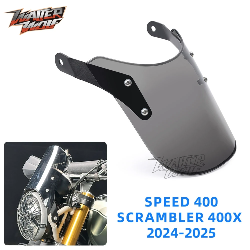 Retro Smoke Windshield Motorcycle Windscreen For Speed 400 Scrambler 400X Scrambler400X 2024-2025 Wind Deflector Spoiler Airflow - Image 3