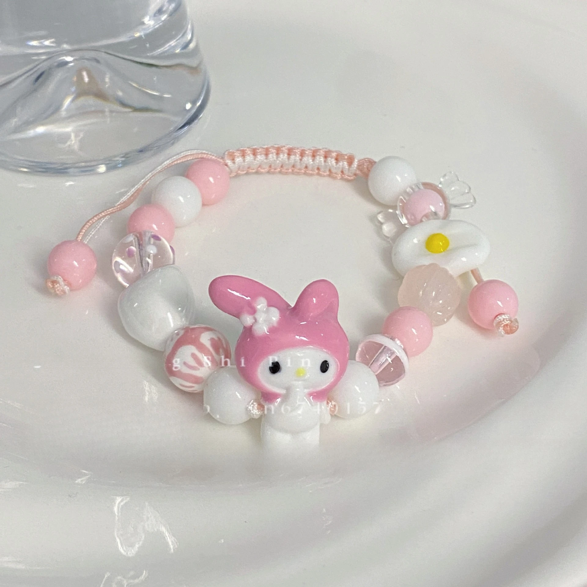 

Miniso Cute Sanrio Melody Beaded Bracelet 2023 New Cartoon Girl Heart Bracelet Gift