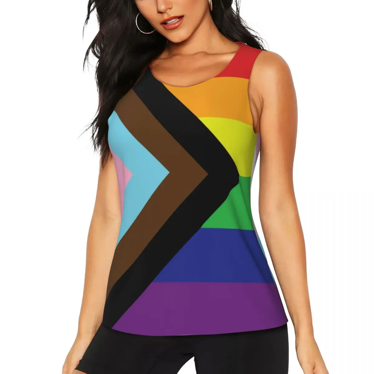 Custom Gay Pride Rainbow Flag LGBTQ Workout Tank Tops Women's Quick Dry Sleeveless LGBT Lesbian Bisexual Yoga Shirts