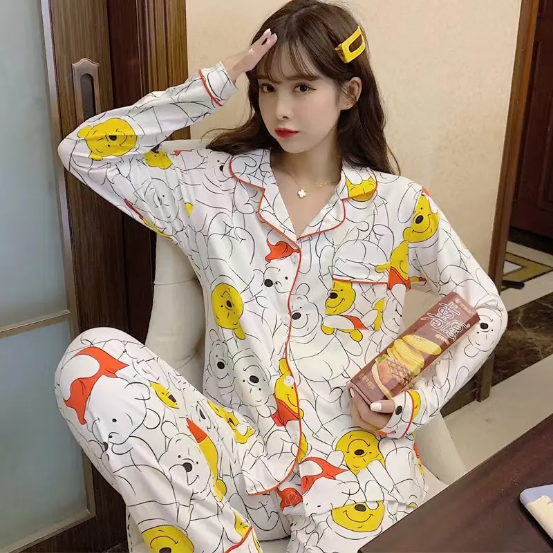 Disney Christmas Mickey Pajamas Set For Women, Long-Sleeved Tops, Loose Trousers, Cartoon Trendy Pajamas Can Be Worn Over