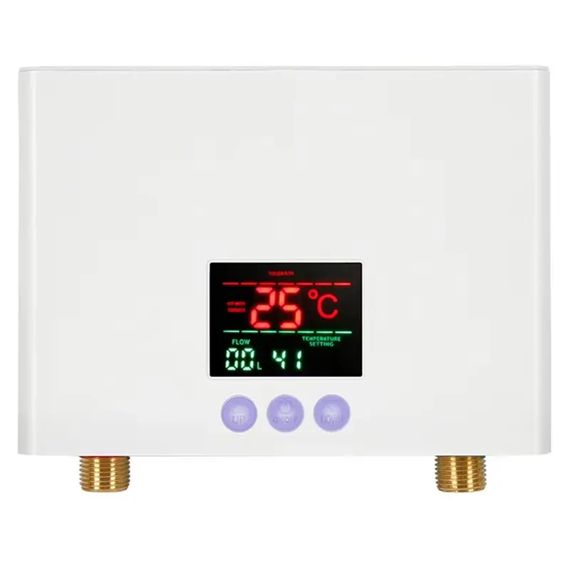 

【KITCHEN GADGET】3KW Mini Electric Tankless Water Heater Wall-Mounted With LED Display 3-Level Temperature Adjustment EU Plug