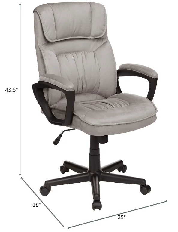 Silla de ordenador de escritorio de oficina clásica, ajustable, giratoria, microfibra ultrasuave, soporte Lumbar, 28 "D x 25" 43,5 W x "H