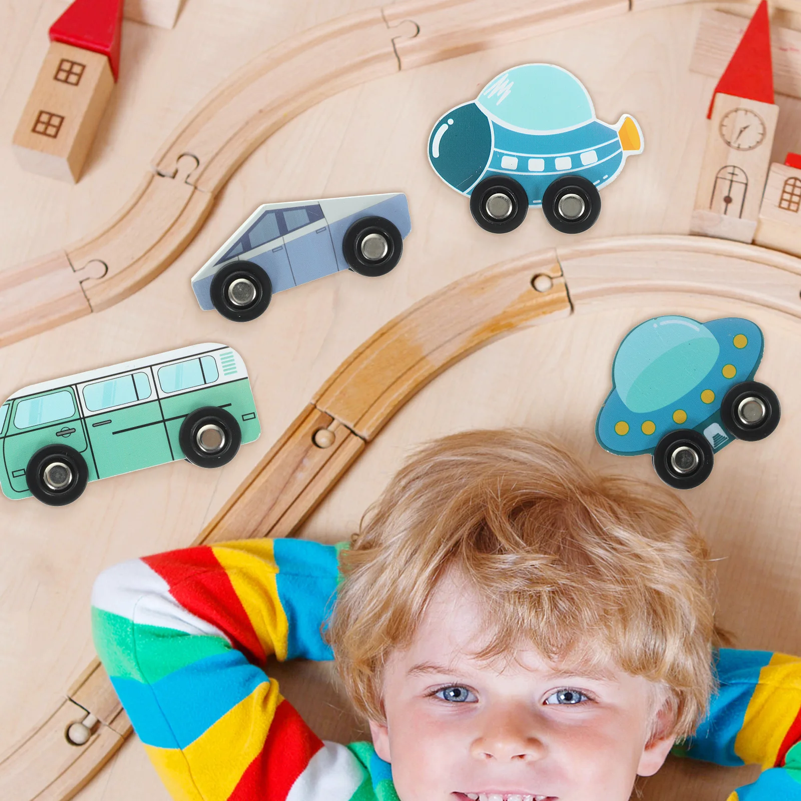 

Wooden Track Cart Train Toy Toddler The Transportation Toys for Toddlers Child
