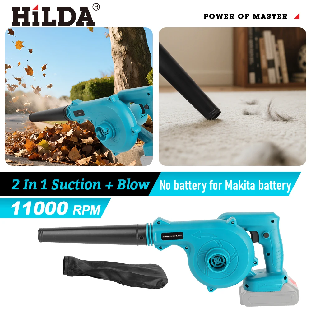 منفاخ هيلدا الأزرق اللاسلكي 2 في 1 نفخ كهربائي فعال ومريح لبطارية ماكيتا 18 فولت