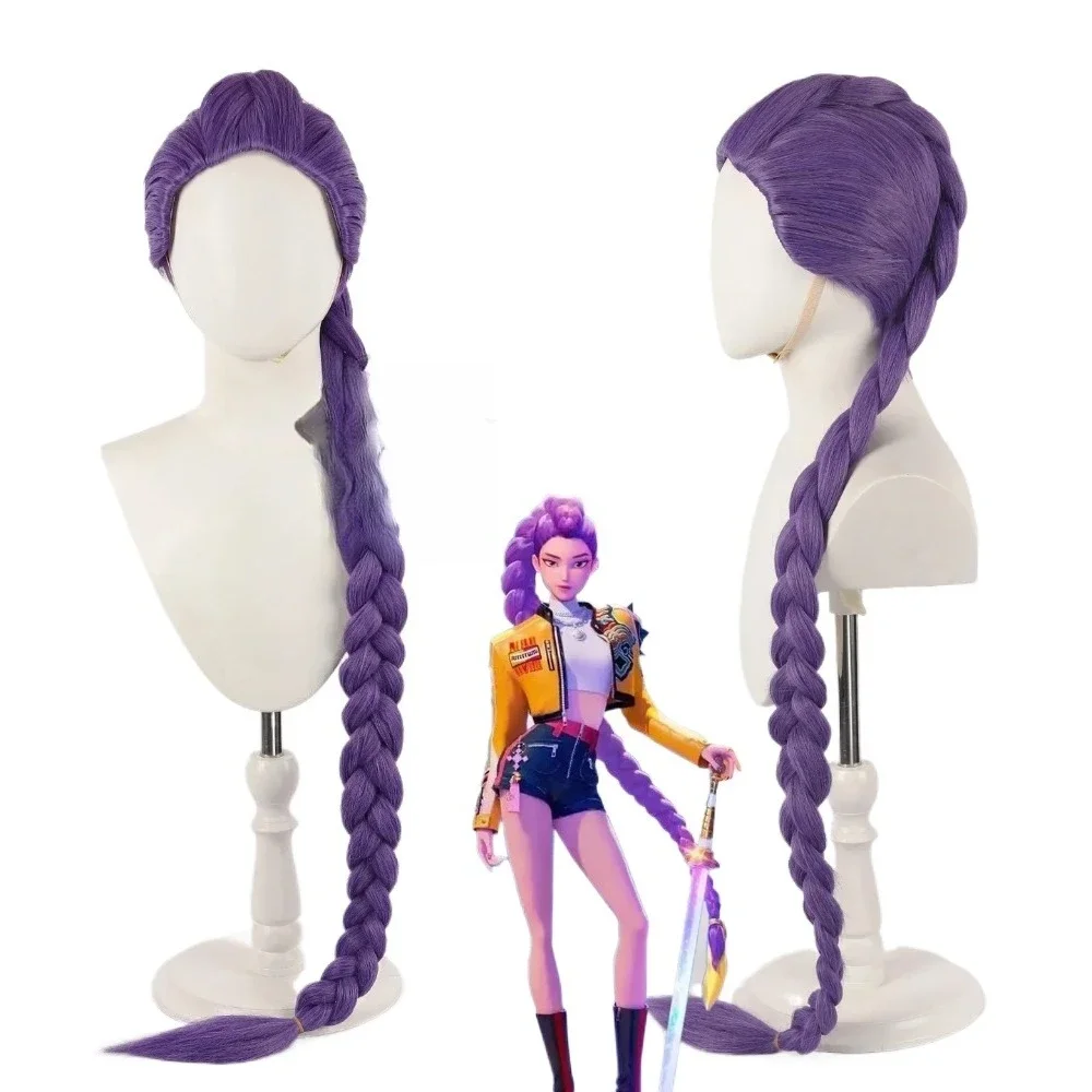 Película Kpop Cosplay peluca Rumi Demon Hunters Color púrpura pelo largo pelucas sintéticas resistentes al calor accesorios de carnaval