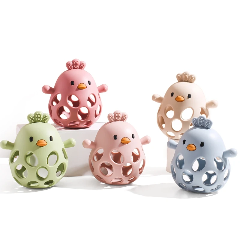 TeWindsor-Jouet creux en silicone pour nouveau-né, sans BPA, jouets de dentition de poussin mignon de dessin animé, accessoires pour bébé, 0 à 12 mois