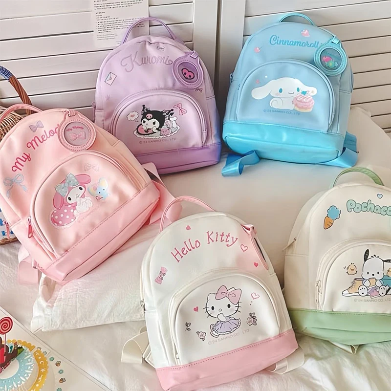 

Sanrio Kawaii Hello Kitty Kuromi Backpack Girl Heart Cute Cartoon My Melody Cinnamoroll Students Kindergarten Mini Schoolbag Toy