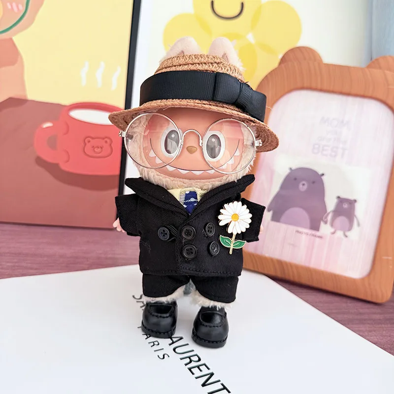 

Clothes For Labubu Suit Straw Hat 1st 2nd 3rd Gen 17cm Labubu Sitting Party Outfit Accessories