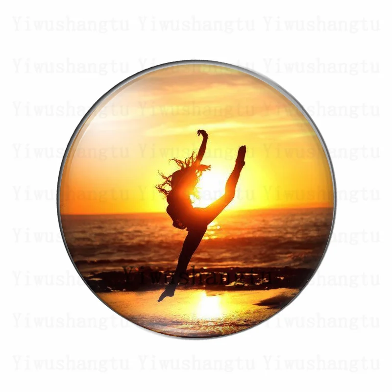 Dancing girl at sunset Beautiful graceful dance 12mm/20mm/25mm/30mm Round photo glass cabochon demo flat back Making findings