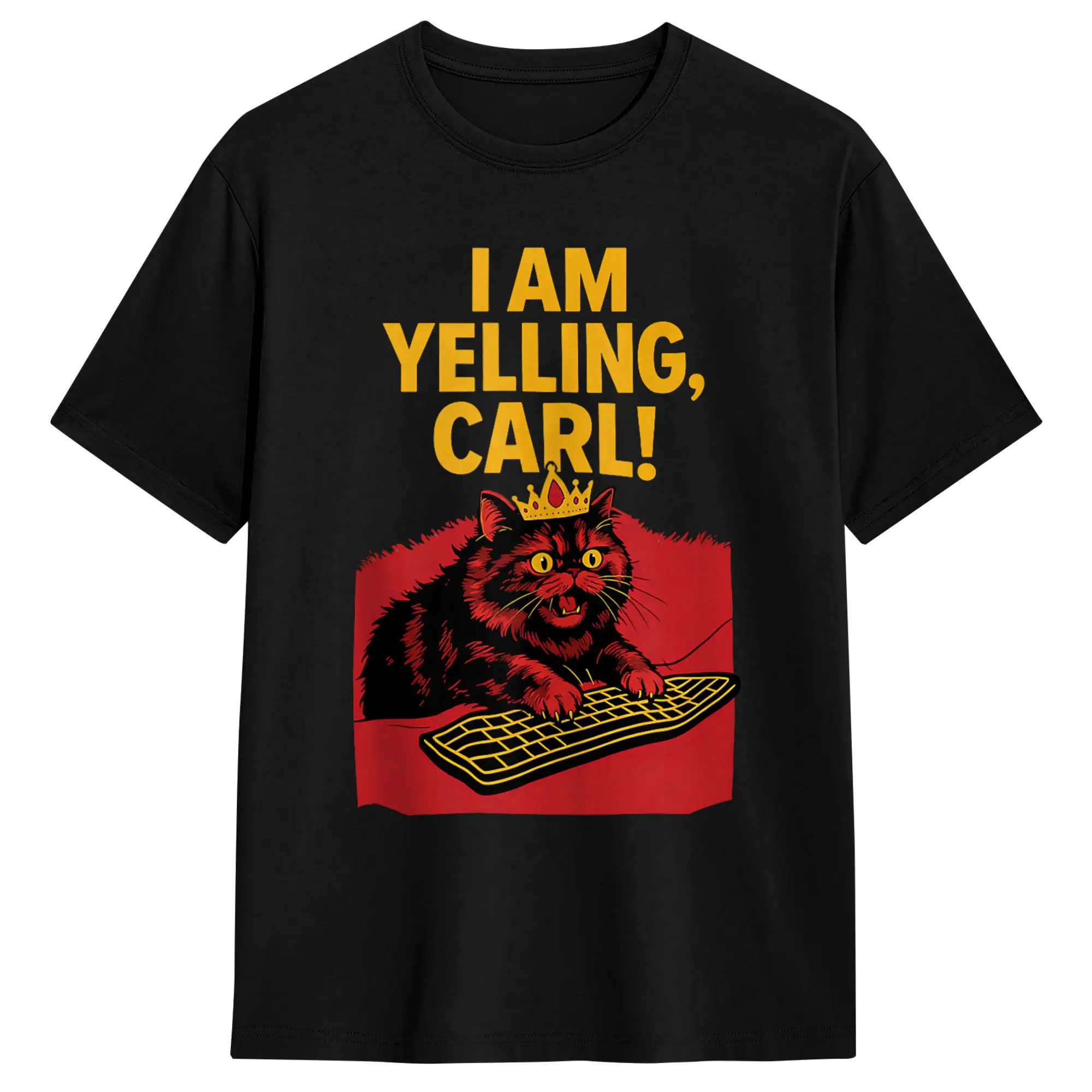 I Am Yelling Carl Screaming Cat Meme T Shirt  Harajuku T-Shirts Short-Sleeve Vintage Tops Summer 100% Cotton 4XL 5XL 6XL Tees