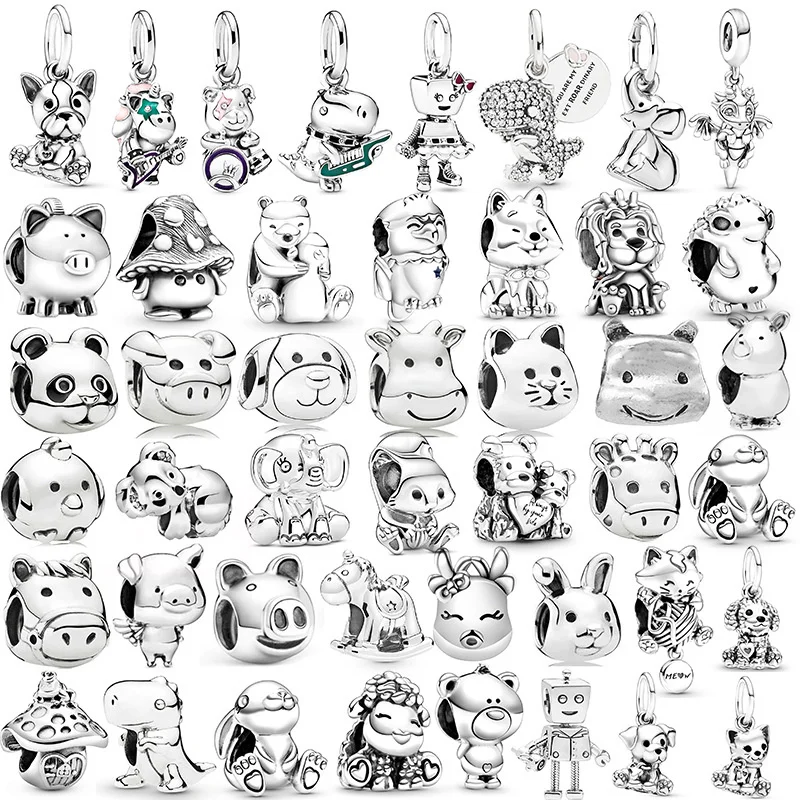 2024 Silver Plated Elephant Alloy Animal Series Charm Beads For Pandora DIY Bracelet Necklace Jewelry Accessories Birthday Gifts