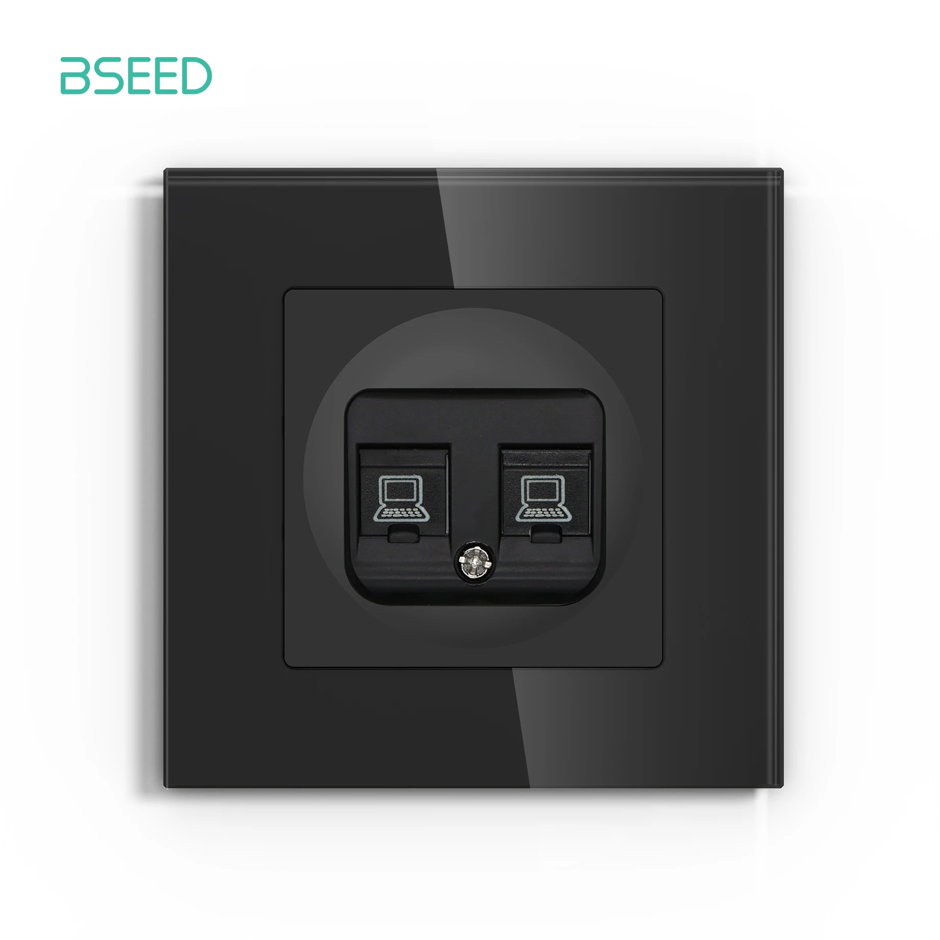 Bseed Eu Standaard Internet Socket Cat6 Type Rj45 Wandcontactdoos Glazen Paneel Netwerkaansluiting Voor Computer