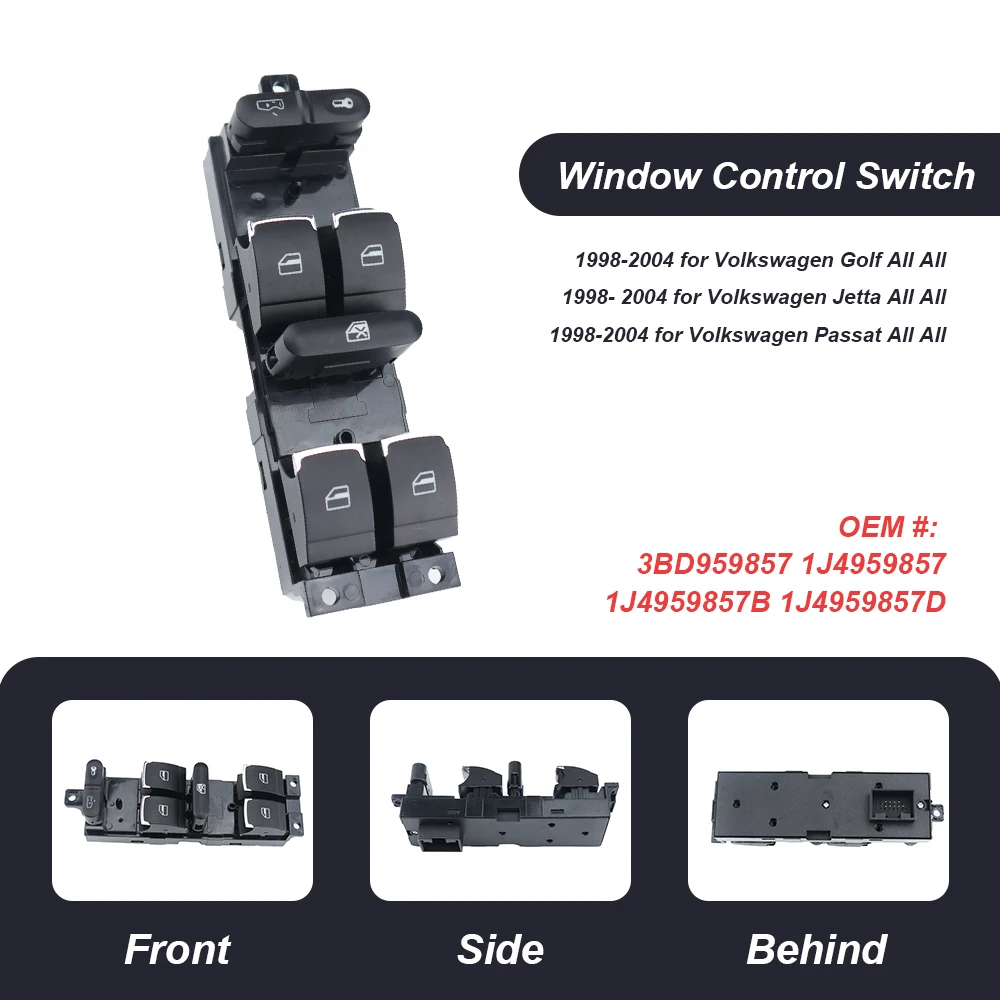 

Chrome Master Window Controller Switch For VW Jetta Golf GTI MK4 Passat B5 Driver Side 3BD959857 3BD 959 857 1998-2005