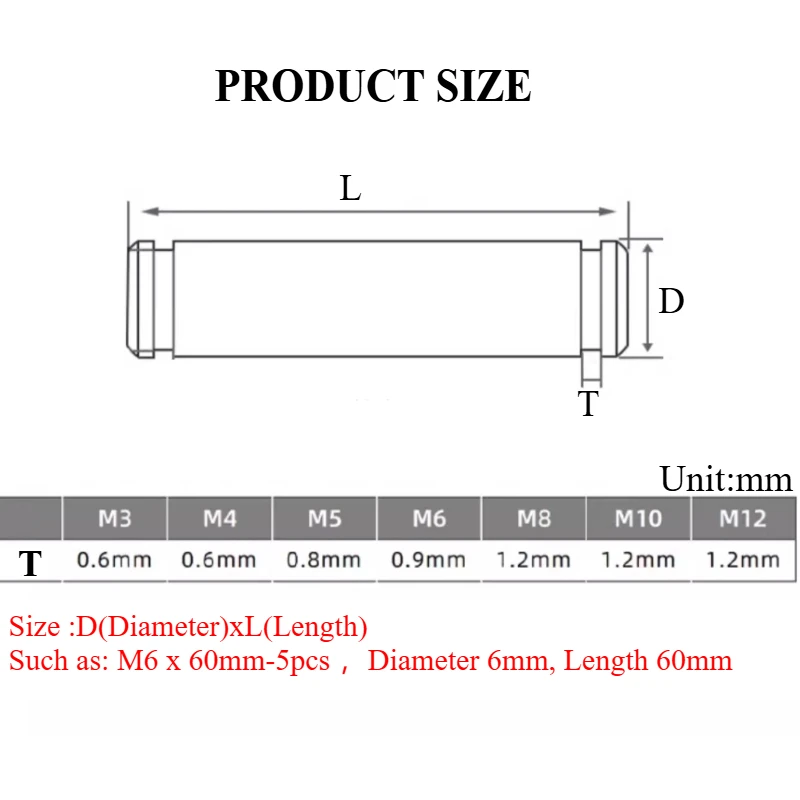 1-5pcs 304 Stainless Steel Slotted Shaft Two-Headed Spring Shaft Positioning Round Column Plug Screw Barrier Ring M3~M12