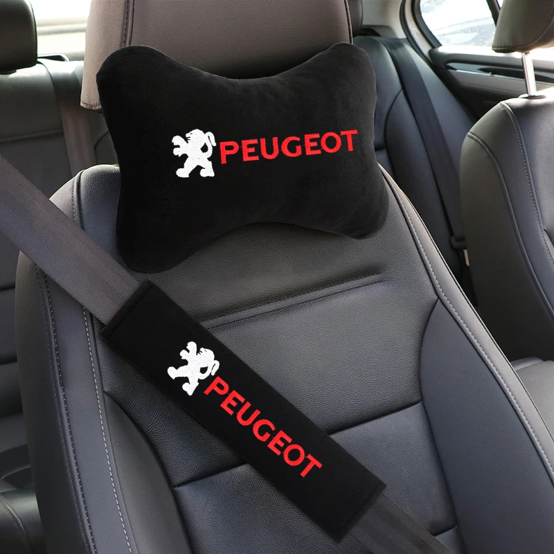 Car suit Car Neck Pillow seat belt pad Headrest cover handle cover For Peugeot 107 208 3008 308 307 406 407 408 508 207