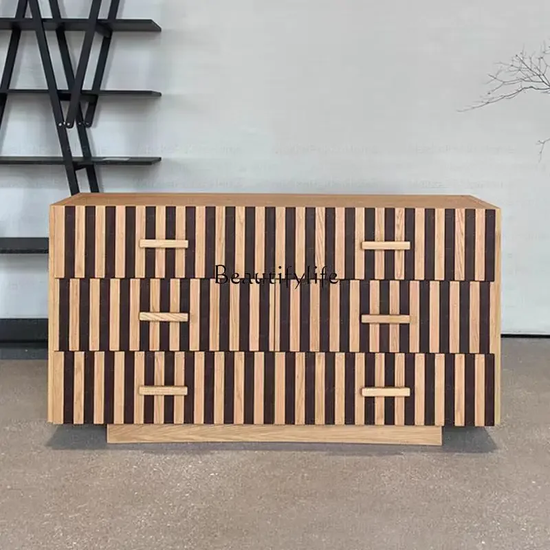 

LD25Medieval creative solid wood six-bucket entrance cabinet, French living room locker