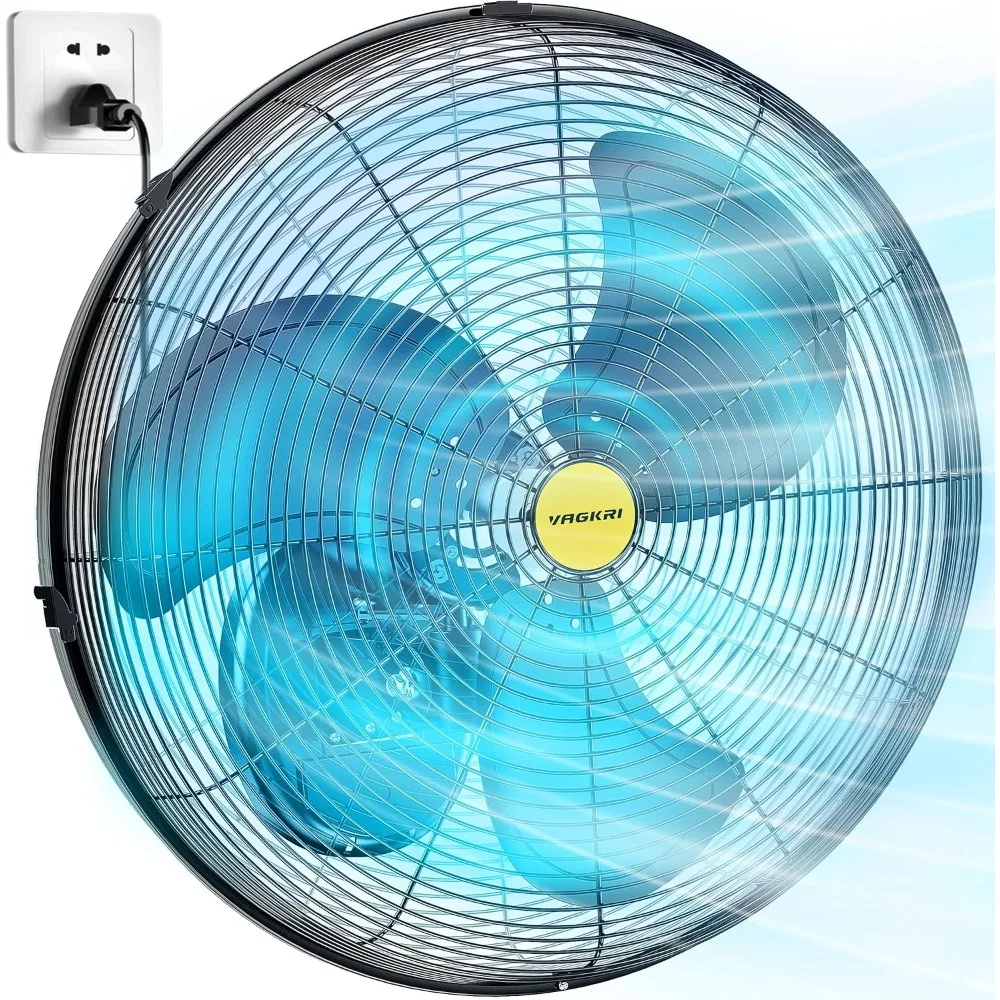 

Wall Mount Fan, 20 Inch High Velocity Metal Oscillating Fan, 3 Speeds, 5300CFM Industrial Wall Fan