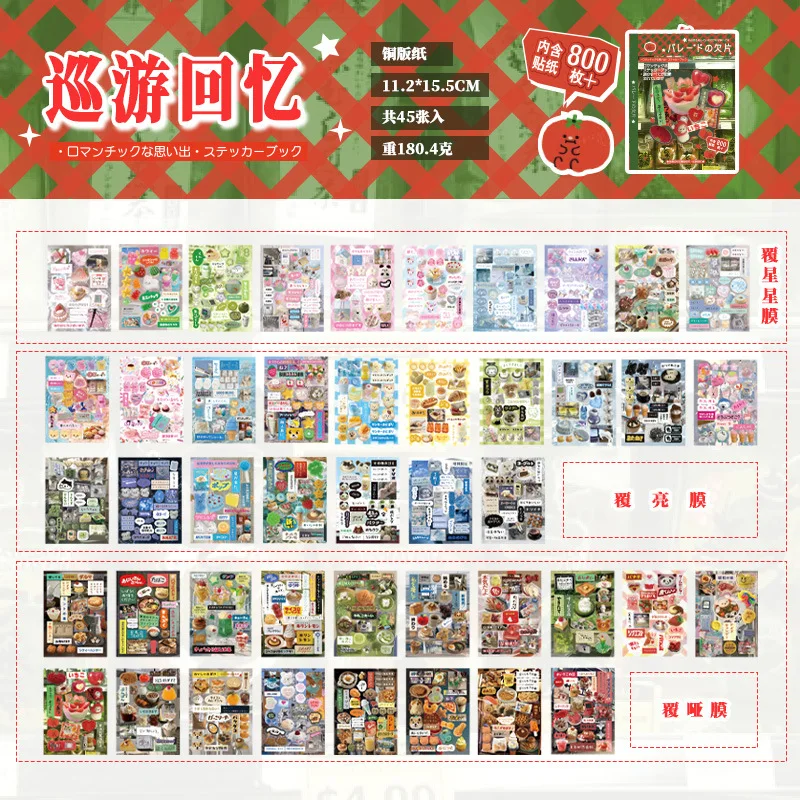 45pcs Romantic Memory Series Sticker Books Retro Early Japenese Style Decorative Scrapbook Kawaii Girls Sticker Gift For kids image 6