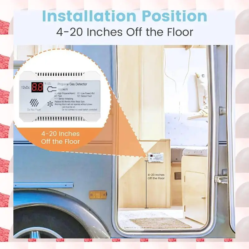 ABGN 3X Детектор пропана 12 В LPG Датчик природного газа Сигнализация утечки 85 дБ Сирена для автомобиля RV Домашний цифровой тестер пропана Измеритель (белый)