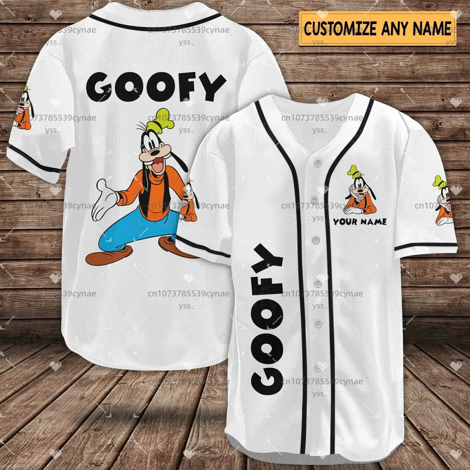 2023 Custom Name Disney Goofy Baseball Jersey Men Women Tops Disney Baseball Uniform Shirts Casual Party T-Shirts