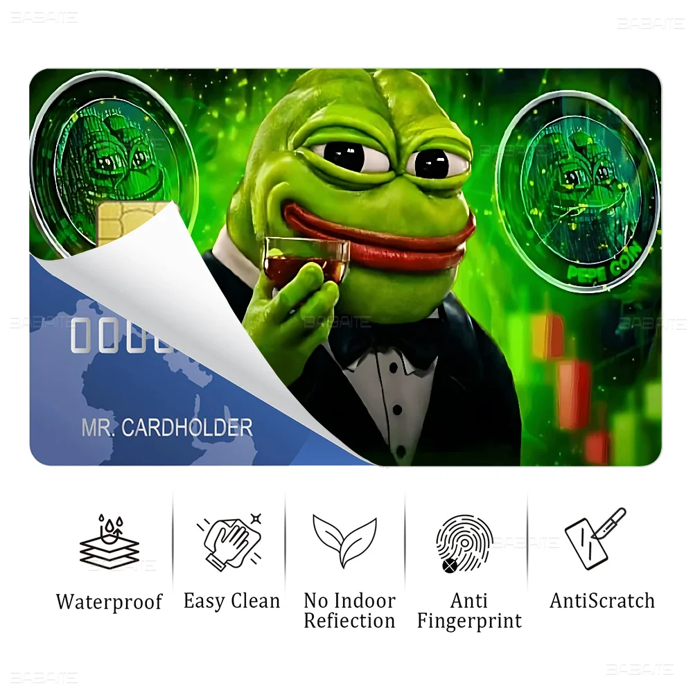 P-Pepe The Frog Face Cartoon Game Film Cover Sticker Case For Small Chip Credit Debit Card Front Side