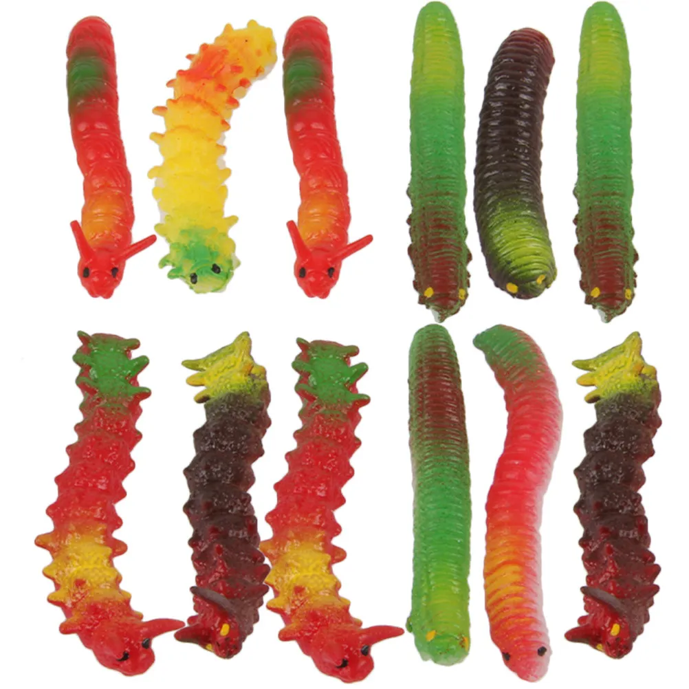 

12 реалистичных имитаций гусениц, легкие искусственные ползающие черви для розыгрышей, Хэллоуина, вечеринок, образовательных мероприятий