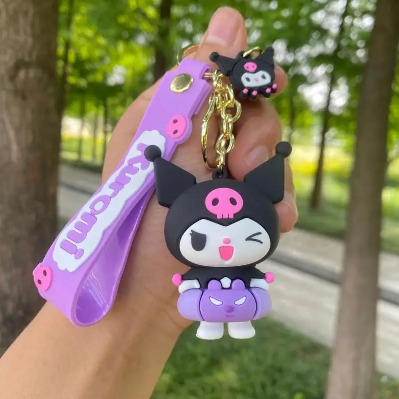 Llavero Kawaii Sanrio Kuromi, muñeco de Anime, juguetes de Pvc, colgante para mochila, llavero de coche, accesorios para bolso, regalo de vacaciones