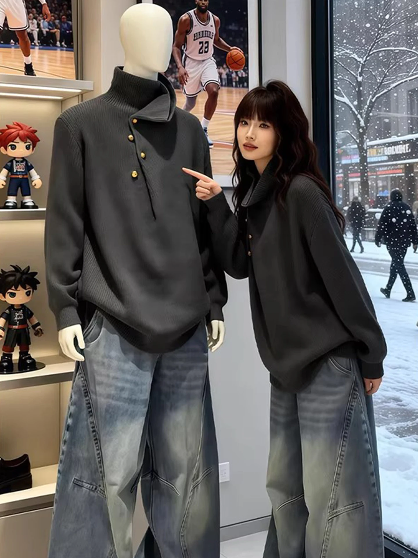 

Loose Fit High Ne Knitwear Men's Autumn Winter Lazy Sle Inner Wear Advanced Feeling Regular Sve Long Knit irt